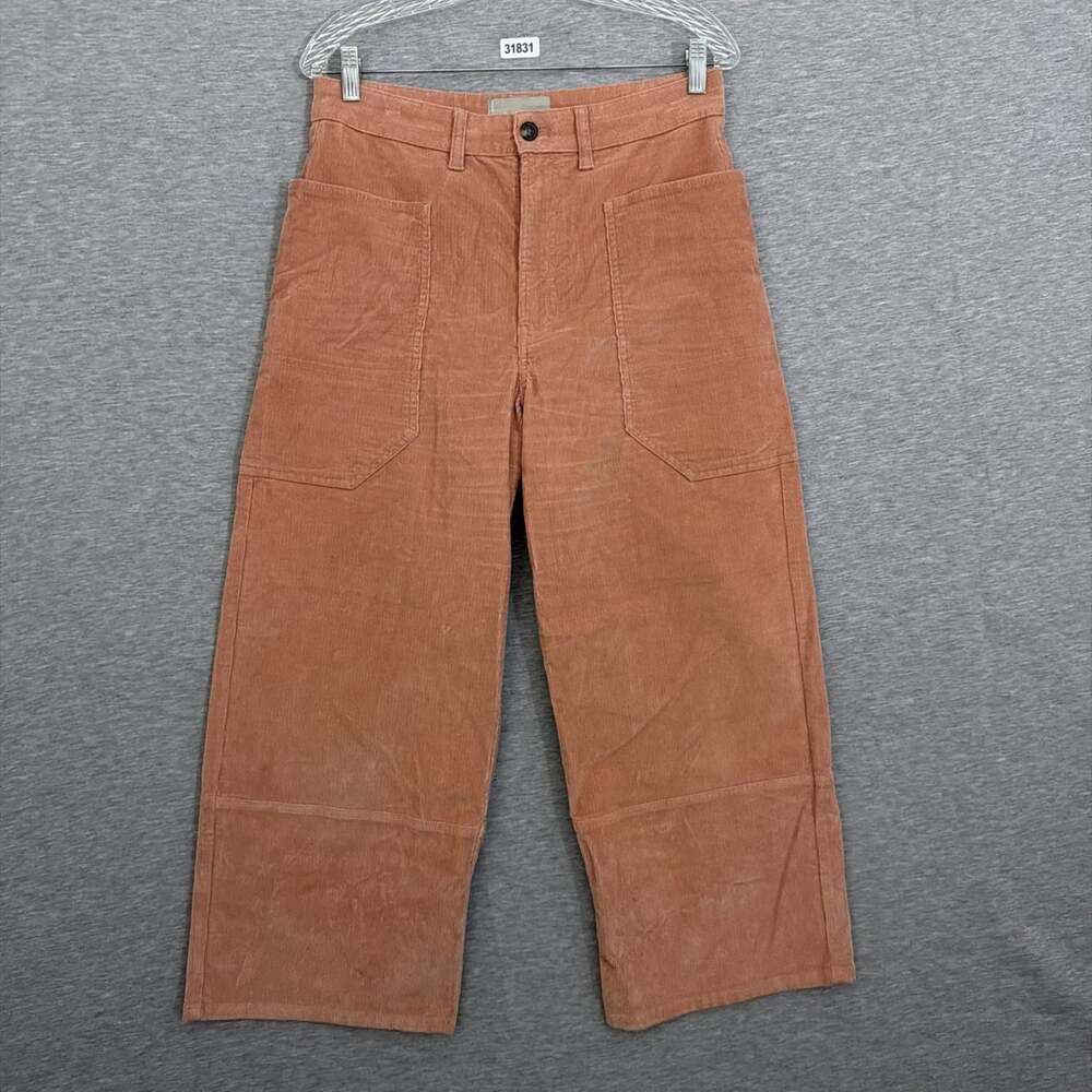 Everlane Womens 8 Pink Corduroy Wide Leg Work Pant High Rise Pocket